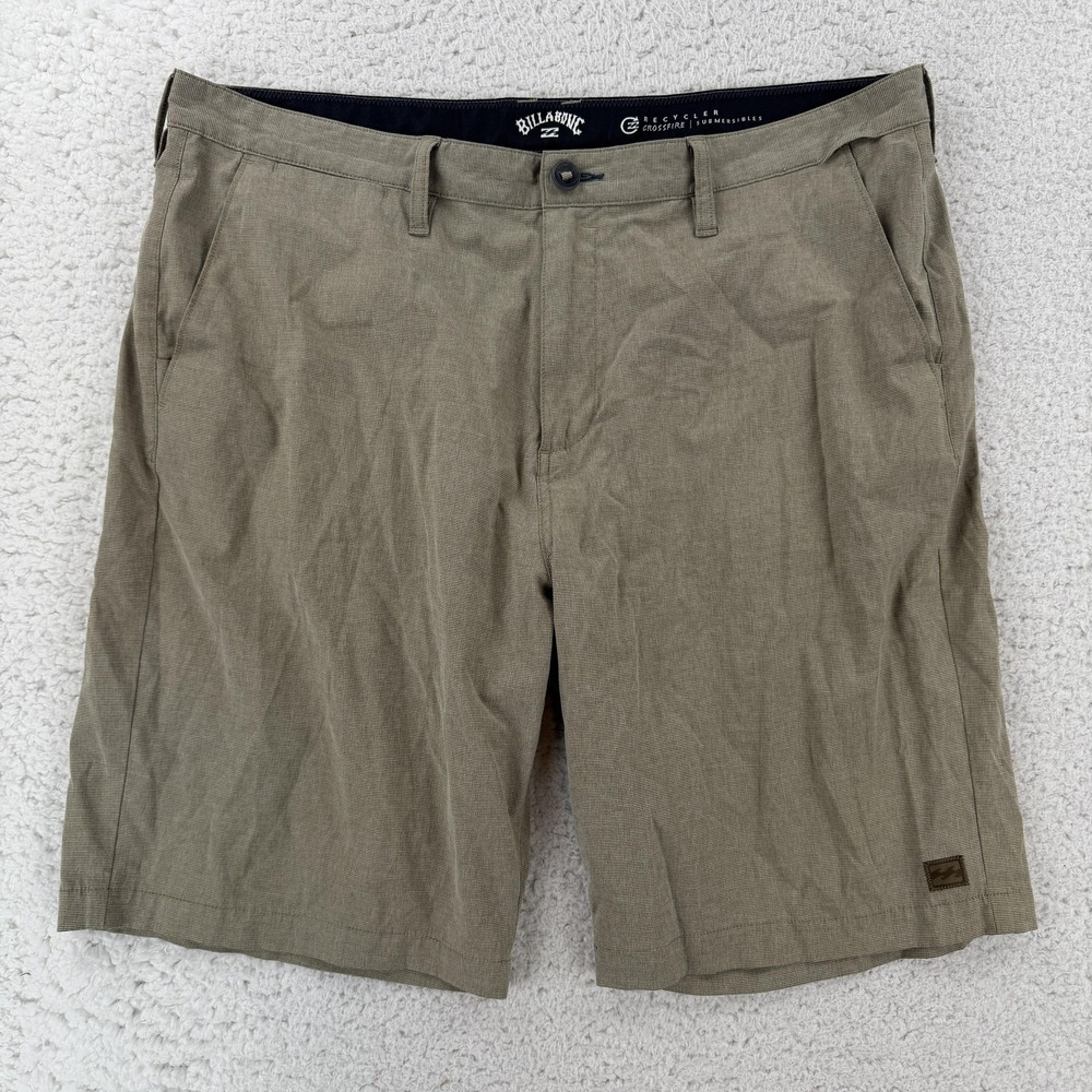 Billabong Shorts Mens 38 Green Microfiber Crossfire Submersibles Chino Hybrid